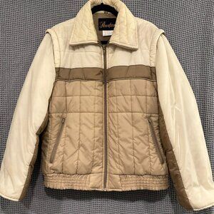Vintage 70s/80s Aventura Puffer Jacket Brown Colorblock Removable Sleeves Size L